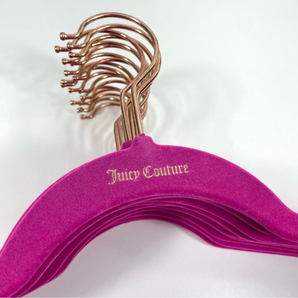 20 Juicy Couture Hot Pink Velvet & Rose Gold Luxe Fashion Style Wardrobe Hangers - Picture 3 of 10